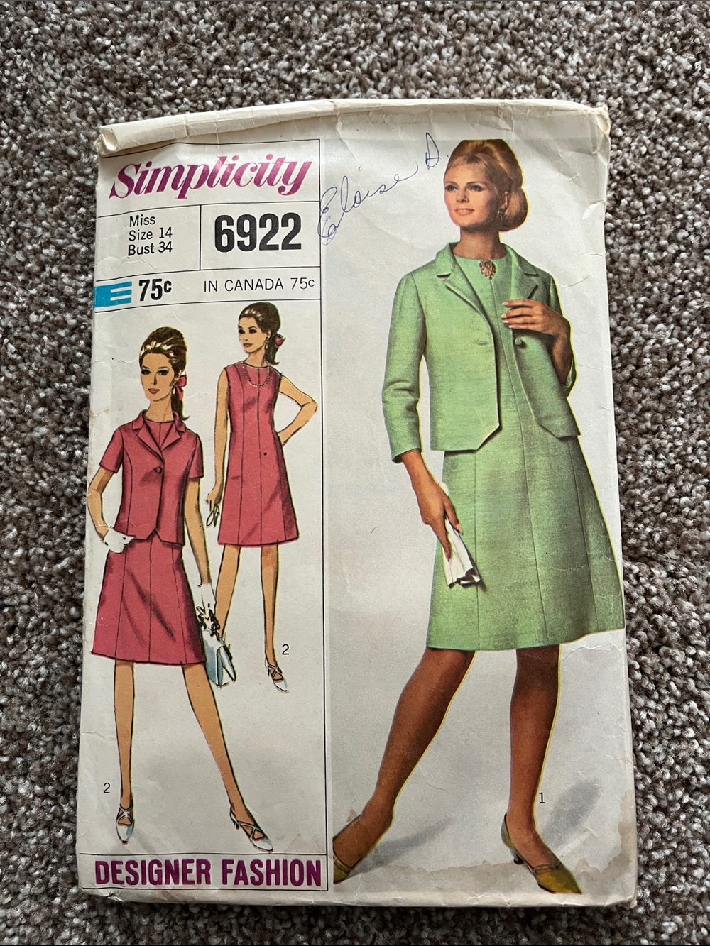 Vintage Simplicity Designer Fashion Sewing Patterns 6922